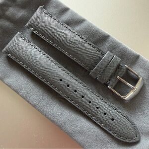 Michele Grey Leather Watch Strap - 18mm